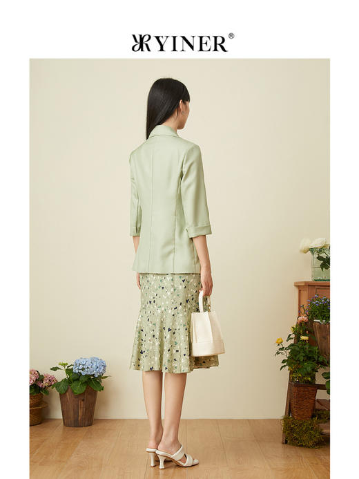 音儿2022夏季新款爱心印花蚕丝鱼尾半身裙8c32250740 商品图3