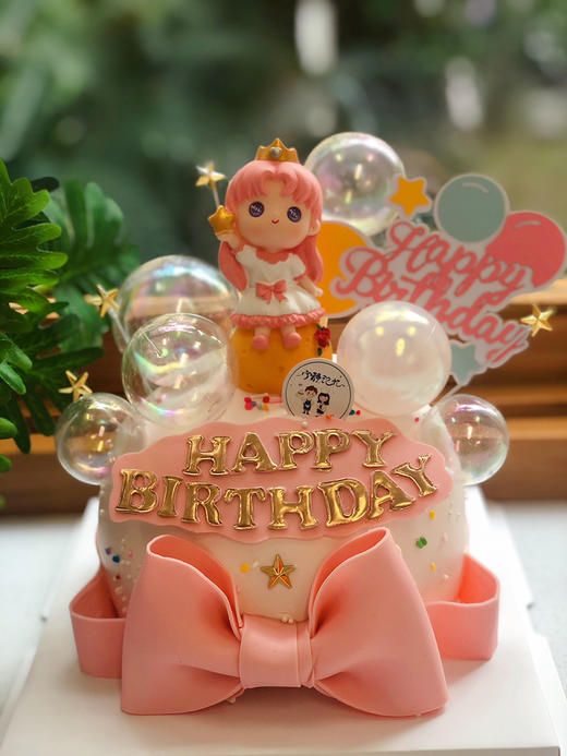 翻糖蝴蝶结星星女孩奶油蛋糕 下单前请仔细阅读商品详情 商品图0