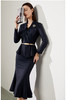 人鱼女王 J20304005A 颈袖添香装修身女士气质时尚名媛长袖职业包臀套装 商品缩略图1