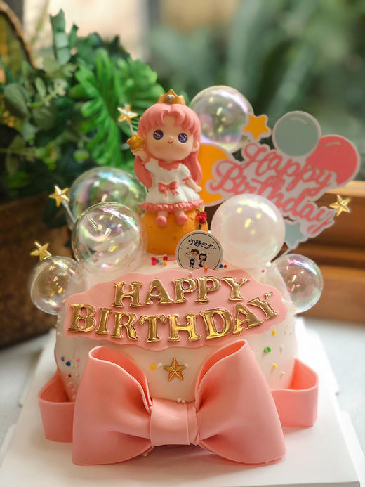 翻糖蝴蝶结星星女孩奶油蛋糕 下单前请仔细阅读商品详情 商品图1