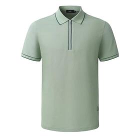 【1F】RARE威雅 | 22春夏 新款绿色半胸拉链撞色条装饰POLO 男士短袖T恤