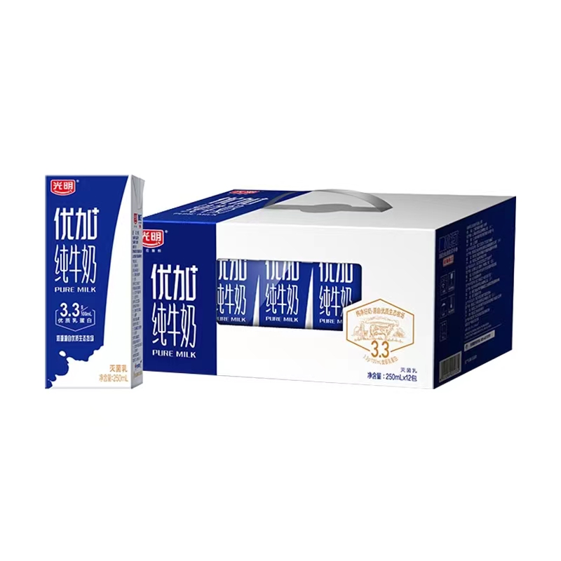 光明牌优+纯牛奶250ml*12盒/提