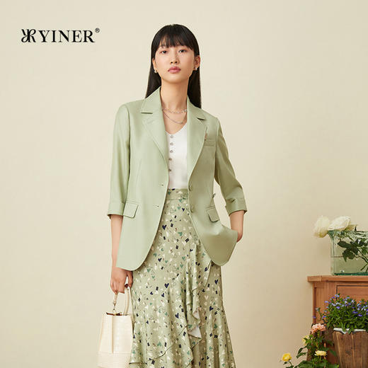 音儿2022夏季新款质感气质七分袖西装外套8c32210860 商品图0