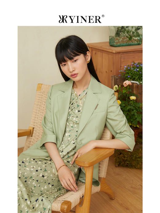 音儿2022夏季新款质感气质七分袖西装外套8c32210860 商品图1