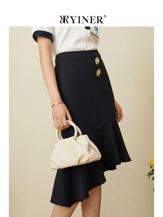 音儿女装2022夏季新款醋酸法风鱼尾裙半身裙8c32250540 商品图2