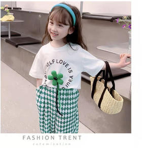 【清仓现货】【社群供W】儿童小花格子套装