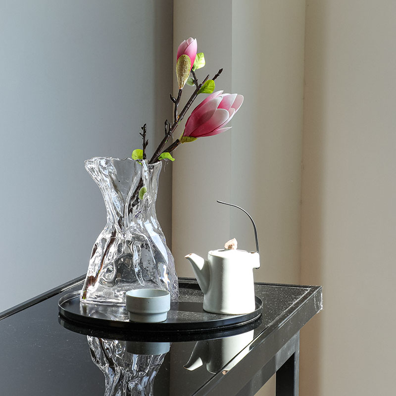 （特价商品 不算在满600打5折金额内）BX扭曲折纸玻璃花瓶 彩色透明