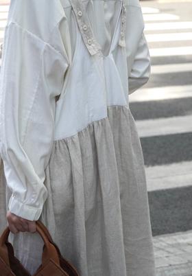 ECOLE DE CURIOSITES 抛光亚麻吊带连衣裙(Limited serie)