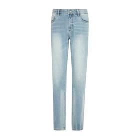 【1F】RARE威雅 | 22春夏 新款蓝色洗水虎纹图案套色牛仔裤 男士牛仔裤