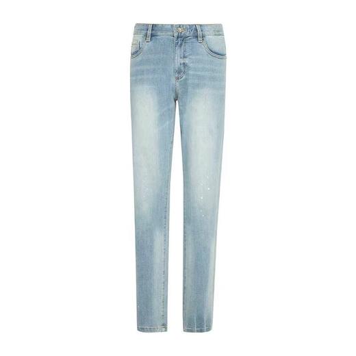 【1F】RARE威雅 | 22春夏 新款蓝色洗水虎纹图案套色牛仔裤 男士牛仔裤 商品图0