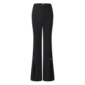 【1F】RARE威雅 | 22春夏 新款黑色高腰阔腿长裤开叉休闲裤 女士休闲裤