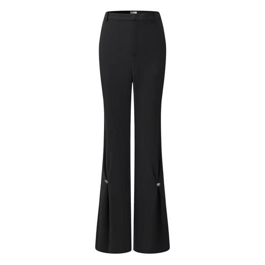 【1F】RARE威雅 | 22春夏 新款黑色高腰阔腿长裤开叉休闲裤 女士休闲裤 商品图0