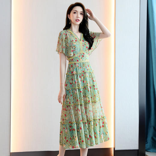 2022法式温柔风茶歇裙印花夏季新款时尚气质优雅中长裙HR-WZ51209 商品图2