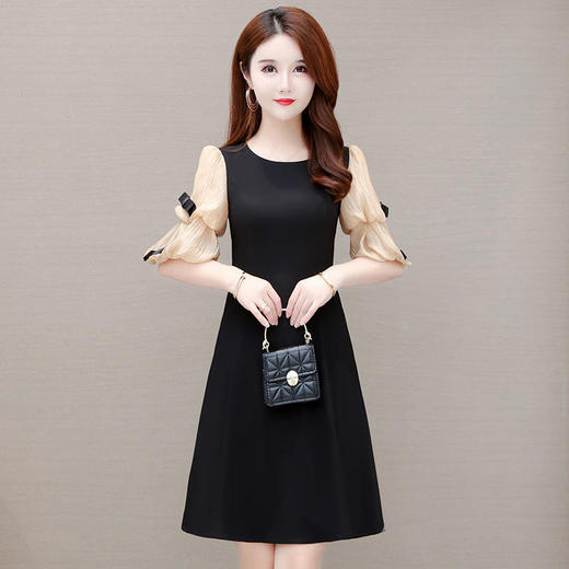 YWE 26022小香风短袖连衣裙修身显瘦气质减龄裙 商品图2