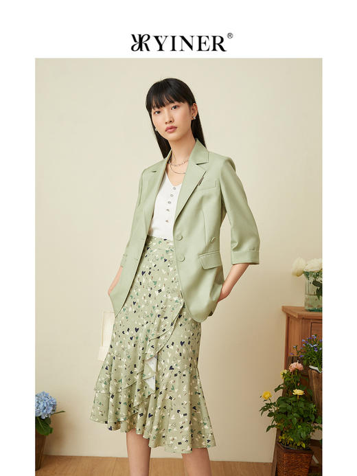 音儿2022夏季新款爱心印花蚕丝鱼尾半身裙8c32250740 商品图2