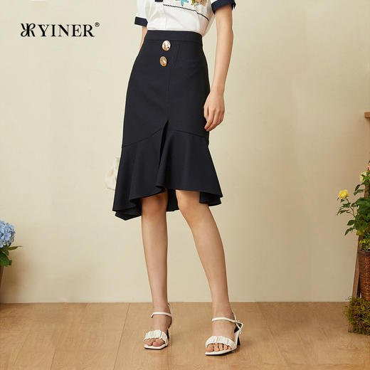 音儿女装2022夏季新款醋酸法风鱼尾裙半身裙8c32250540 商品图0