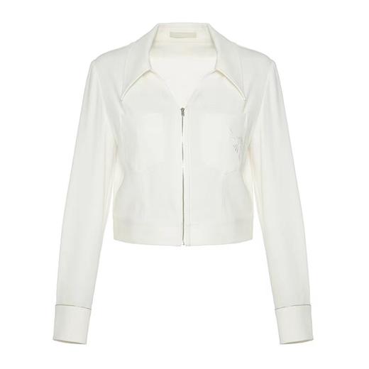 【1F】RARE威雅 | 22春夏 新款白色雏菊刺绣短款衬衫 女士长袖衬衫 商品图0