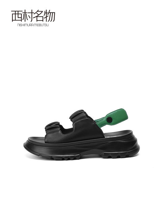 西村名物沙滩鞋2022夏季新款商场同款时尚褶皱厚底休闲凉鞋24401 商品图2