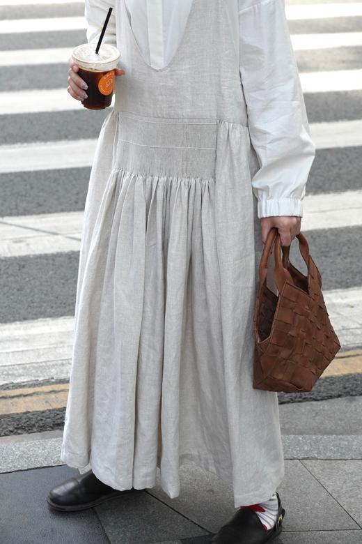 ECOLE DE CURIOSITES 抛光亚麻吊带连衣裙(Limited serie) 商品图1