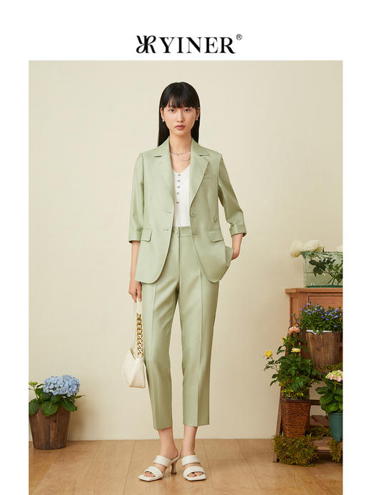 音儿女装2022夏季新款气质修身九分裤休闲裤8c32220860 商品图3