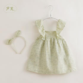 【打折】【马克珍妮 芦芙】夏装 女童提花棉麻吊带连衣裙212221