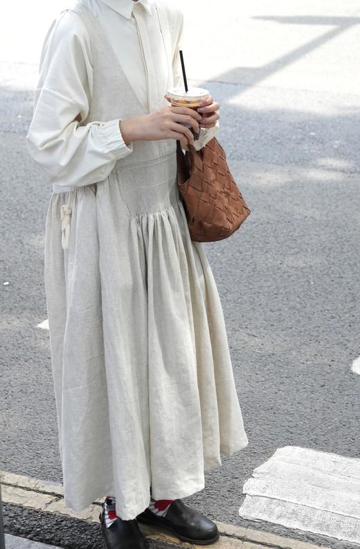 ECOLE DE CURIOSITES 抛光亚麻吊带连衣裙(Limited serie) 商品图2