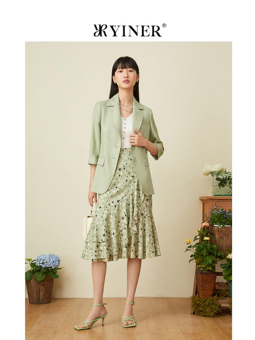 音儿2022夏季新款爱心印花蚕丝鱼尾半身裙8c32250740 商品图4