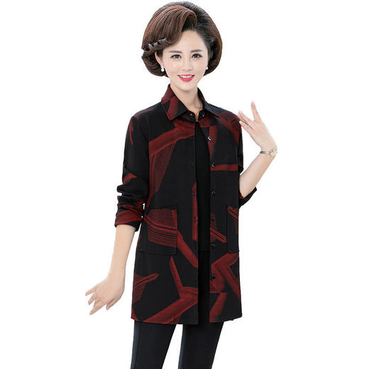 A157CH1901 中老年女装秋装衬衫中长款2022新款宽松中年人妈妈装衬衣薄款外套 商品图4