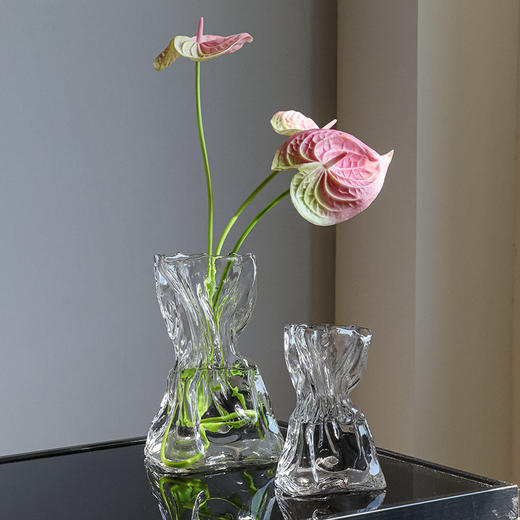 （特价商品 不算在满600打5折金额内）BX扭曲折纸玻璃花瓶 彩色透明 商品图1