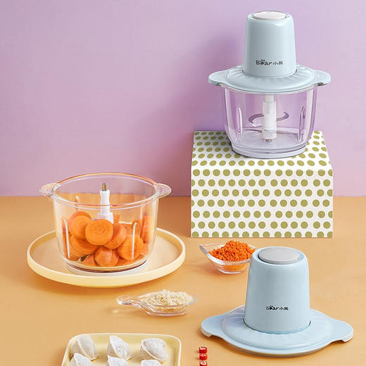 【居家好物】小熊（Bear）2升绞肉机 家用电动玻璃多能料理机打肉机切菜搅拌机 QSJ-C03B1 商品图3