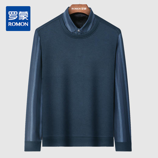 【加绒加厚】罗蒙秋冬男装保暖衬衫男士时尚休闲学院风假两件套头衬衫 商品图2