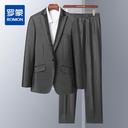 【断码清仓】罗蒙男士西服套装商务通勤新郎结婚礼服套装两件套 商品图0