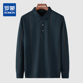 【加绒保暖】罗蒙衬衫男秋冬时尚新品拼色竖条纹翻领防风通勤衬衣男