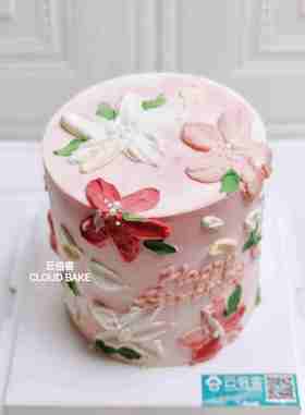 【迷你加高蛋糕】手绘刮刀花