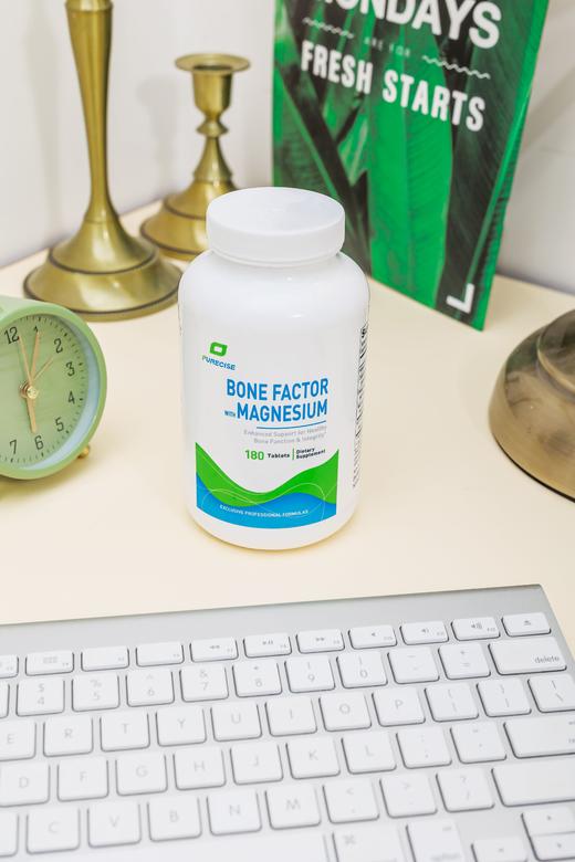 【新版本新片剂-专利钙镁骨骼因子片剂】Bone Factor with Magnesium 180片两个月剂量  白色片剂 MCHC天然专利微晶钙 三合一镁元素 骨骼健康  Purecise®️倍赛思 商品图3