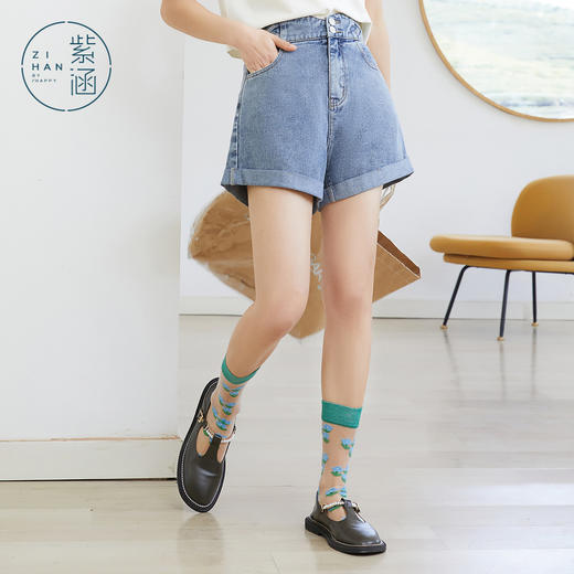 ZIHAN紫涵翻边牛仔短裤Z2Z04BS329 商品图0