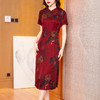 真丝花萝香云纱连衣裙，改良旗袍夏季妈妈礼服婚宴装ZT-22159 商品缩略图2