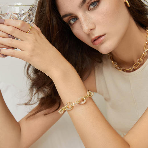 Oflye潮流饰品 独特手链女亚克力小众设计金属链条欧美ins时尚感个性新款装饰品 商品图3