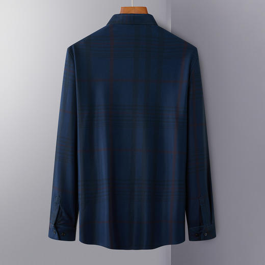 【加绒保暖】罗蒙秋冬男装保暖衬衫男长袖商务休闲格纹衬衣爸爸装衬衫 商品图1