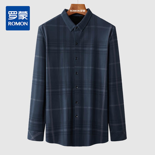 【加绒保暖】罗蒙秋冬男装保暖衬衫男长袖商务休闲格纹衬衣爸爸装衬衫 商品图6