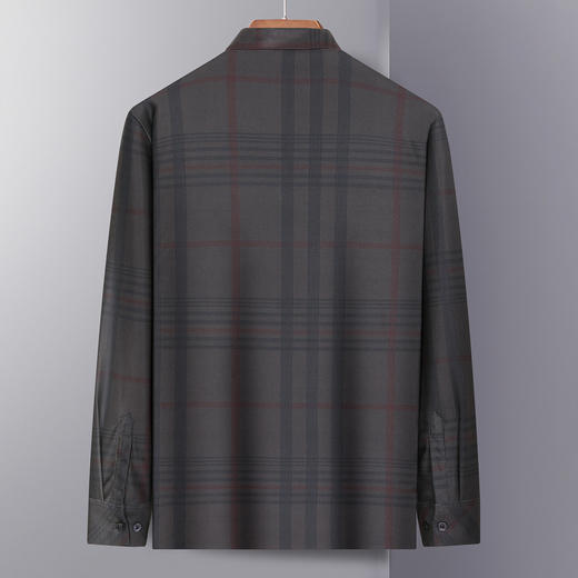 【加绒保暖】罗蒙秋冬男装保暖衬衫男长袖商务休闲格纹衬衣爸爸装衬衫 商品图5