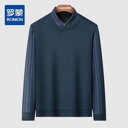 【加绒加厚】罗蒙秋冬男装保暖衬衫男士时尚休闲学院风假两件套头衫男 商品图2