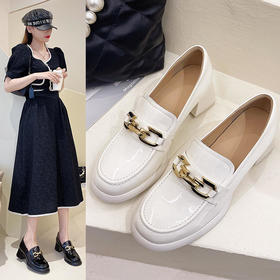 MBXY025-1新款英伦风时尚气质休闲头层牛皮粗跟乐福鞋