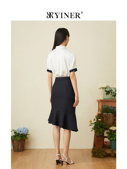 音儿2022夏季新款撞色设计感花朵图案衬衫8c32230720 商品图4