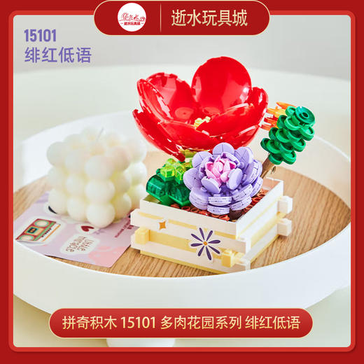 T 拼奇积木 15101   多肉花园系列  绯红低语 商品图0