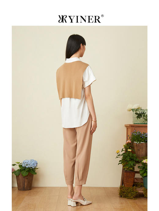 音儿2022夏季新款时尚撞色披肩纯棉衬衫8c32230450 商品图2