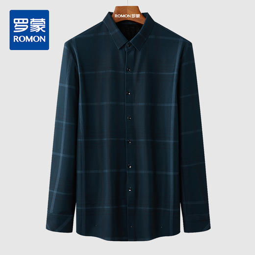 【加绒保暖】罗蒙秋冬男装保暖衬衫男长袖商务休闲格纹衬衣爸爸装衬衫 商品图2