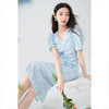 西遇V领碎花连衣裙女夏季新款收腰褶皱甜美小裙子D0020907 商品缩略图2