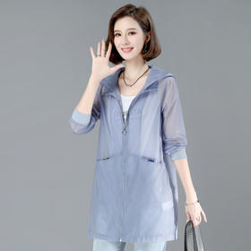 DX2032 夏天防晒衣薄款女带帽长袖中长款透气百搭韩版宽松2022年夏季外套