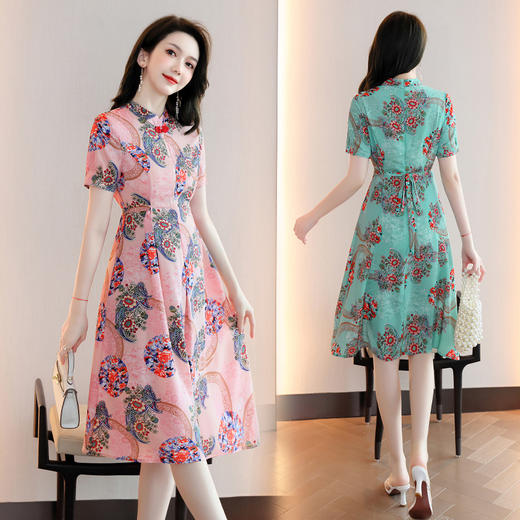 复古通勤，显瘦印花连衣裙HR-WAY530 商品图0